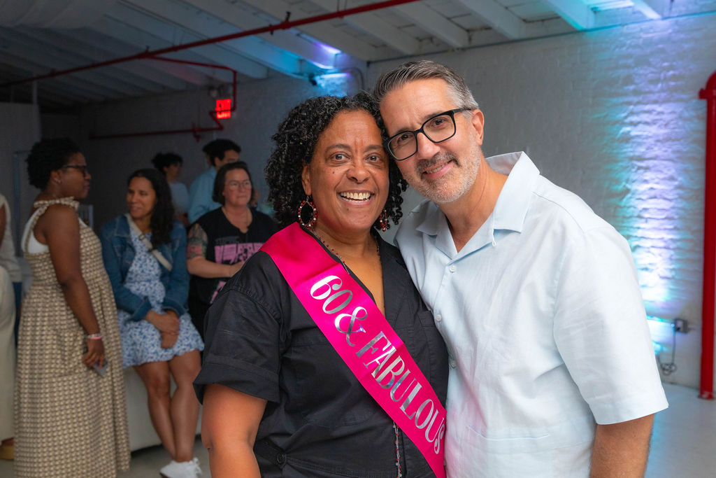 The 60-year-old with her partner — a quiet moment amid the celebration