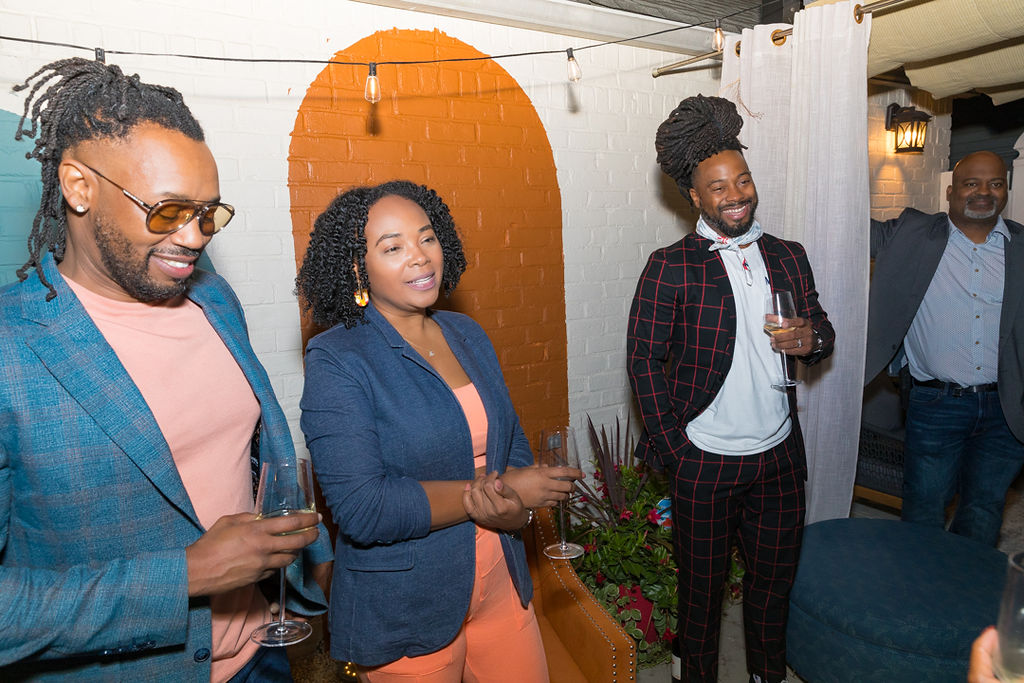 Guests gathered in the indoor lounge area