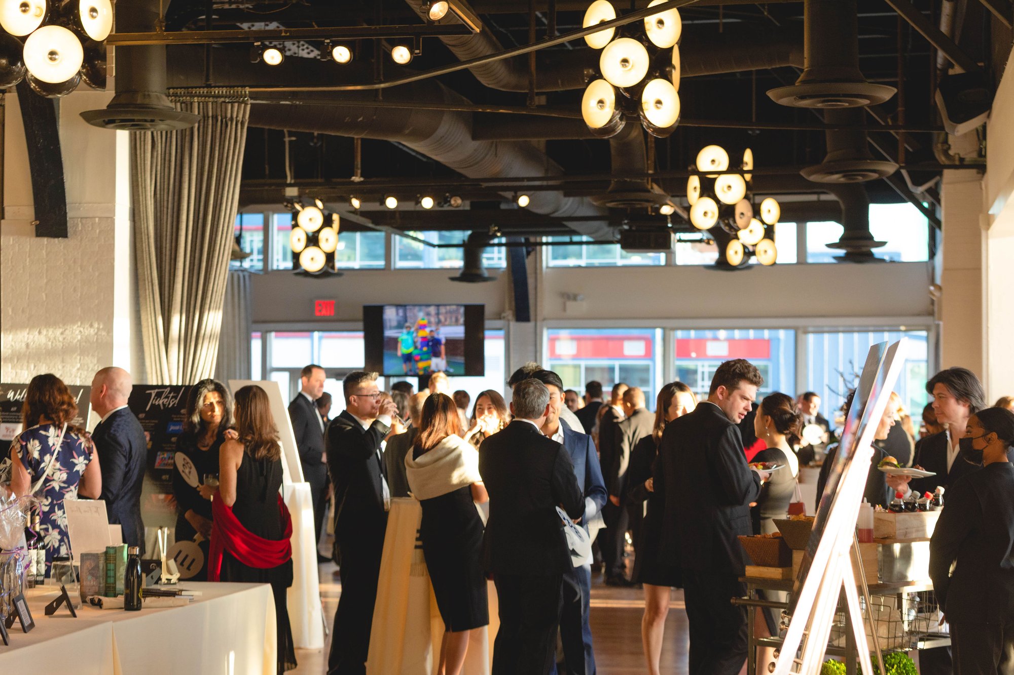 Snack station — popcorn, peas, nuts in bark bowls on silver trays